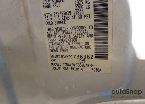 2023 Nissan Rogue Sl Fwd z USA, uszkodzony, nr VIN 5N1BT3CA5PC736362